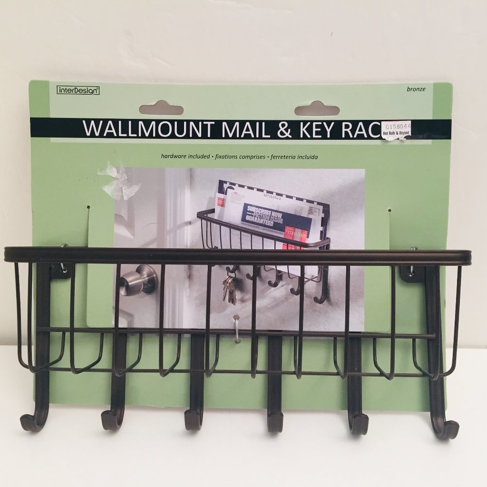 Metal Wall Mount Mail Basket and Key Rack